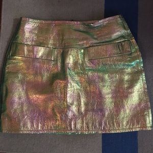 Marc by Marc Jacobs pink iridescent leather skirt